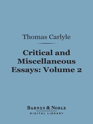 cover image of Critical and Miscellaneous Essays, Volume 2 (Barnes & Noble Digital Library)